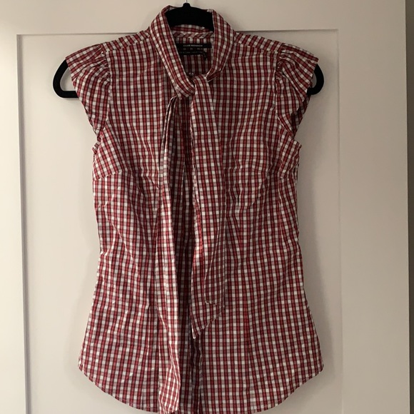 Club Monaco Plaid Cap Sleeve Shirt - Picture 4 of 7